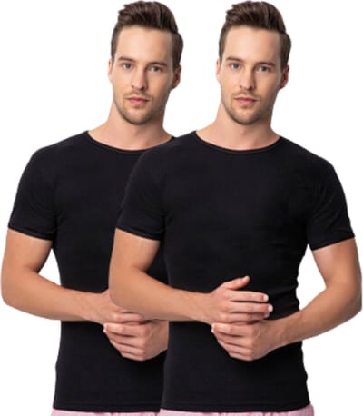 2 Pack DONEX® T-Shirt - 100% Katoen - Zwart - Maat XL