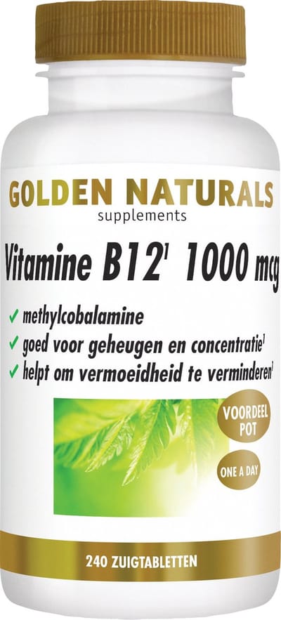 Golden Naturals Vitamine B12 1000 mcg (240 veganistische zuigtabletten)