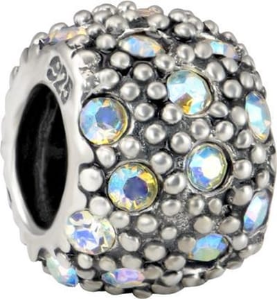 Quiges - 925 - Zilveren - Bedels -Sterling zilver - Beads - Zirkonia met Bolletjes Ornament Kraal Charm - Geschikt – voor - alle bekende merken - Armband Z346