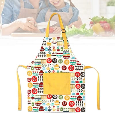 Dailygoods- Schort Kinderen Gewatteerd - Kinderschort met Grote Zakken - Verstelbare Schouderriem - Katoenen Keukenschort - 50x40 cm - Comfortabel en Modieus