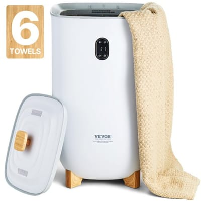 VEVOR 35L Grote handdoekverwarmer, handdoekverwarmer met LED-scherm en droogfunctie, slimme handdoekverwarmer met instelbare timer voor badkamer, badjas, deken en pyjama, automatische uitschakeling, wit