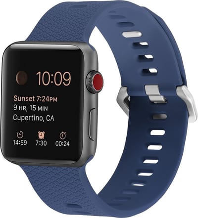 By Qubix - Geschikt voor Apple Watch bandje - Siliconen bandje met motief - Navy - Geschikt voor Apple Watch 38mm / 40mm / 41mm / 42mm - Smartwatch bandje