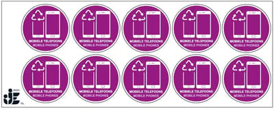 Mobiele telefoons afval sticker | 5 cm - 10 stuks per vel