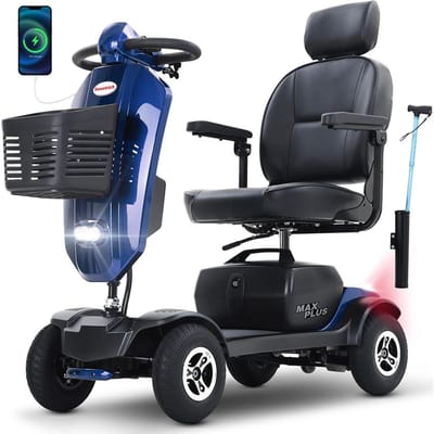 Elektrische Rolstoel Sweetrich 300W Motor 20AH Elektrische Mobiliteitsscooter Topsnelheid 6 km/u Geschikt Voor Ouderen/Gehandicapten blauw