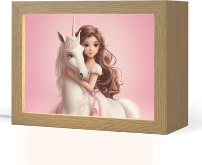 Nachtlampje 20x15 cm - Kinder lampje - Prinses - Roze - Eenhoorn - Tafellamp kinderkamer - Slaapkamer lamp - Bedlamp kinderen - Kinderlampje stopcontact - Wandlamp babykamer - Nachtlampjes