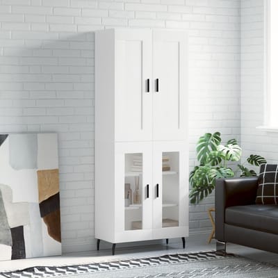 vidaXL - Hoge - kast - 69,5x34x180 - cm - bewerkt - hout - wit