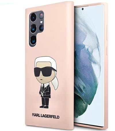 Karl Lagerfeld Ikonik Serie - Roze Siliconen Hoesje - Samsung Galaxy S23 Ultra - Exclusief Design - Perfekte Pasvorm