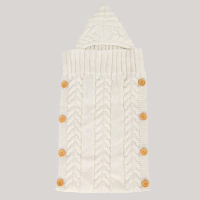 Inbakerdeken voor pasgeboren baby's, gebreide slaapzak, kinderwageninbakerdoek (beige) (0-6 maanden)