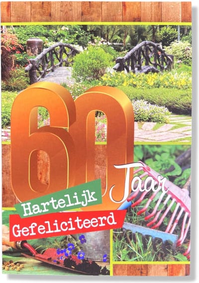 Hoera 60 Jaar! Luxe verjaardagskaart - 12x17cm - Gevouwen Wenskaart inclusief envelop - Leeftijdkaart