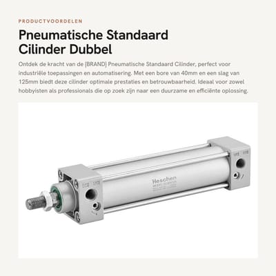 Dailygoods - Pneumatische Standaard Cilinder - Dubbel Handelend - 40mm Bore - 125mm Stroke - PT1/4 Poort - Voor Industrie - Geschikt voor Diverse Toep...
