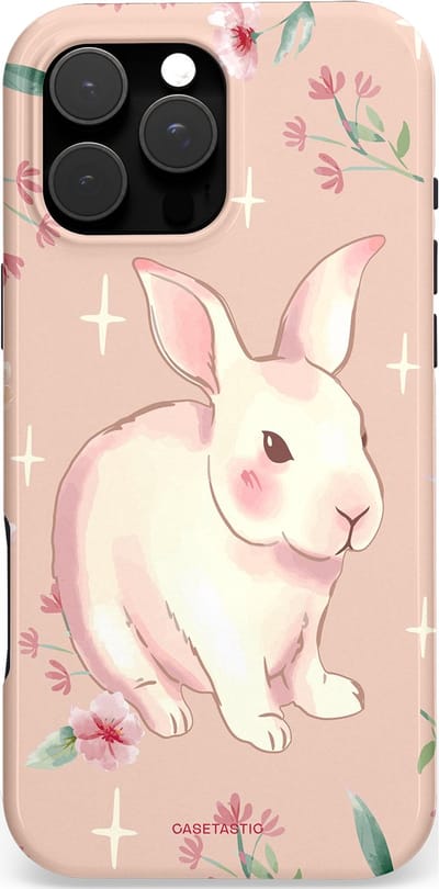 Casetastic Hoesje Geschikt voor Apple iPhone 16 Pro Max Magsafe - Stijlvolle Beschermende Duo-layer Case - Schattig konijntje