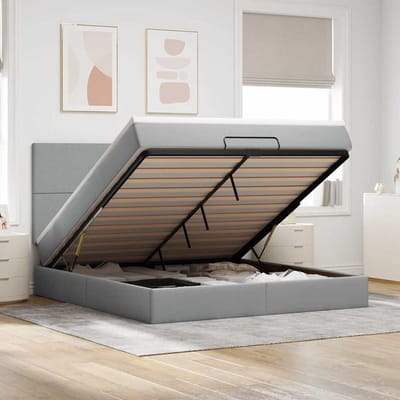 vidaXL - Ottoman - bed - met - matras - 180x200cm - stof - lichtgrijs