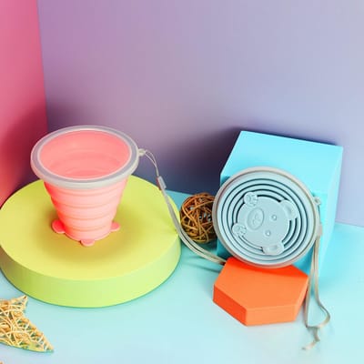Candala Verpakking met 2 opvouwbare bekers, herbruikbare opvouwbare bekers met deksel, opvouwbare siliconen beker van voedselveilig siliconen, geschikt voor kamperen, reizen, sporten, picknicks, enz