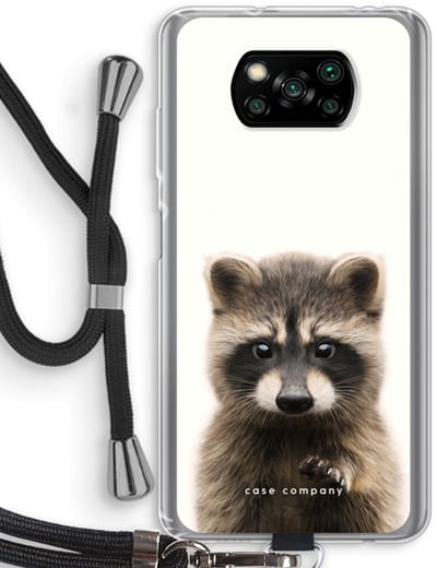 Case Company® - Hoesje met koord geschikt voor Poco X3 Pro hoesje met Koord - Rocco - Telefoonhoesje met Zwart Koord - Bescherming aan alle Kanten en Over de Schermrand