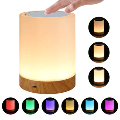 lamp-Aanraakgevoelige nachtlamp geschikt voor instelbare helderheid, 6 RGB-kleuropties, warm getint LED-nachtlampje, geschikt voor kinderen, en oplaadbare USB-batterij geschikt voor geheugenfunctie.