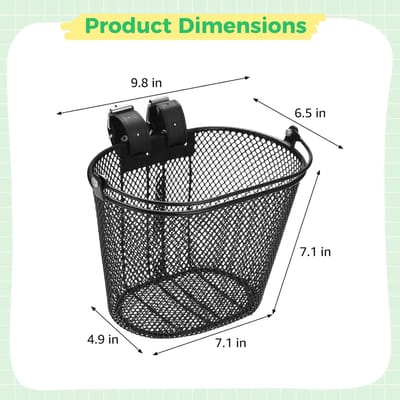 Fietsmand Metaal - Stuurmand Opbergmand - Spullen Vervoeren - Gereedschapsloze Montage - 25 x 16.5 x 18 cm - Zwart