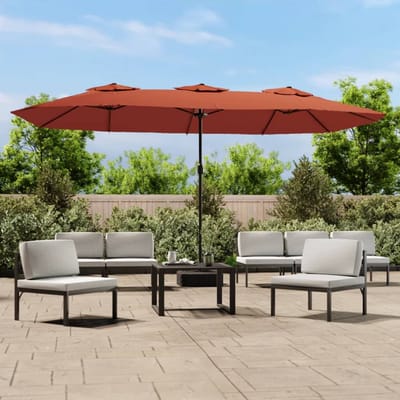 vidaXL - Parasol - dubbel - dak - 449x265 - cm - terracottakleurig