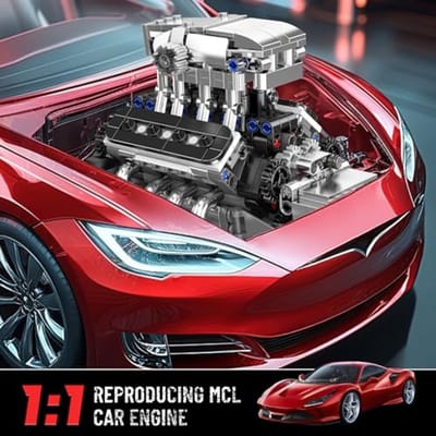 Technische Bouwstenen Super Sports Car V8 Motor Model voor Jongens, Meisjes en Volwassenen