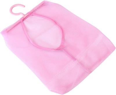 Hanging Storage Mesh Bags voor Badkamer - Organizer voor Toilettas, Make-up en Shampoo met Haak (Roze)