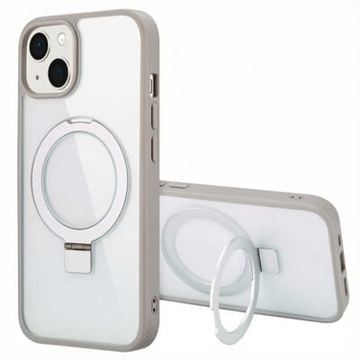 Accezz Hoesje - Geschikt voor Apple iPhone 13 - Ring Stand Backcover geschikt voor MagSafe - Grijs