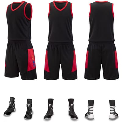 Ensemble de Basketball Maillot Homme Étudiant Été Jeu Entraînement Gilet Actif Enfants Ensemble de Basketball 6XL noir