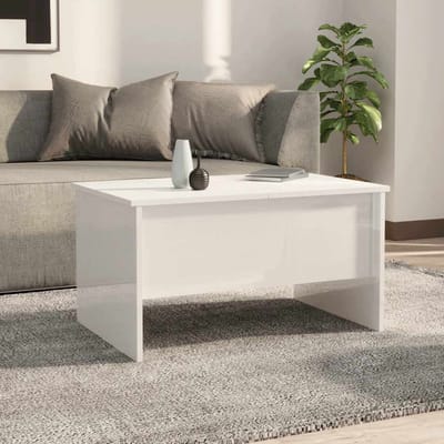 vidaXL - Salontafel - 80x50x42,5 - cm - bewerkt - hout - hoogglans - wit