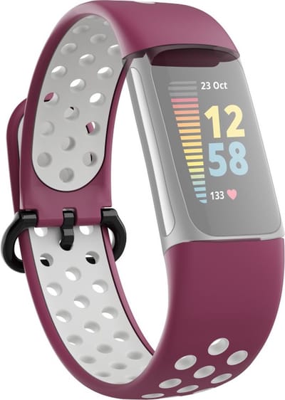 Hama Sportpolsband Voor Fitbit Charge 5 Ademend Horlogebandje Bord./grijs