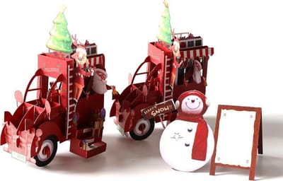 Pop up 3D kerstkaart Kerstman Citroën 2CV eend Felicitatie-Voordeelpakket