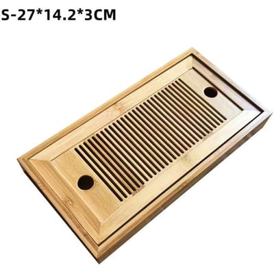 Chinese Bamboe Thee Dienblad Set Drainage Wateropslag Kung Fu Thee Lade Huishoudelijk Theeplank Thee Kamer Tafel 25*14*3.5cm beige