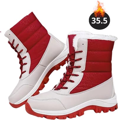 Nivard Snowboots - Sneeuwschoenen - Sneeuwboots - Dames - Wintersport - Ski - Skischoenen - Grijs Rood - 35.5 - Laarzen