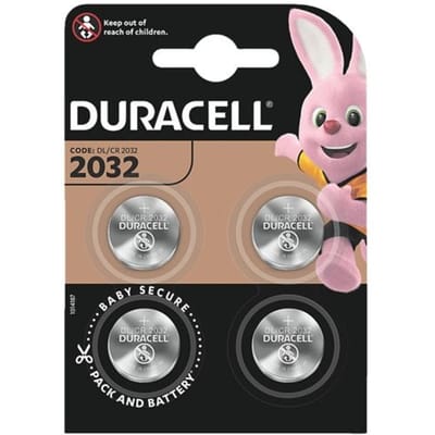 Knoopcellen Duracell CR2032, Lithium, 3 V, 170 mAh, Ø 20 x H 2,5 mm, 4 stuks