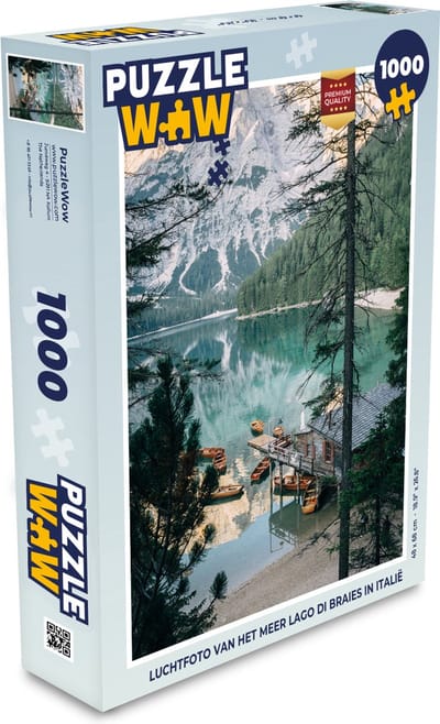Puzzel Luchtfoto van het meer Lago di Braies in Italië - Legpuzzel - Puzzel 1000 stukjes volwassenen