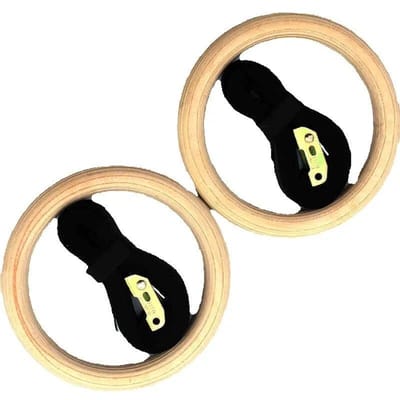 1 Collection de Deux Anneaux de Gymnastique en Bois pour l'Exercice Fitness Musculation Musculation Crossfit Tractions Muscle Ups Studio de Gymnastique Fitness à Domicile S Utilisation Pratique beige