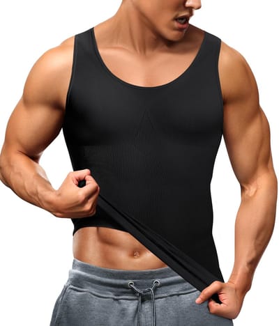 Dailygoods - Figurovormende Tanktop voor Heren - Comfortabel Compressievest met Afslankend Effect - Zwart