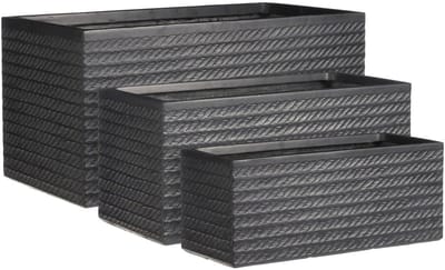 Mica Decorations Corda Plantenbak - H74 x Ø37 cm - Magnesium - Zwart - Set van 3