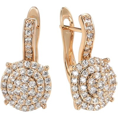Nouvelles Boucles d'Oreilles Pendantes Or Rose Incrustation Micro-Cire Zircon Naturel Boucles d'Oreilles Femme Luxe Mariage Bijoux de Mode beige
