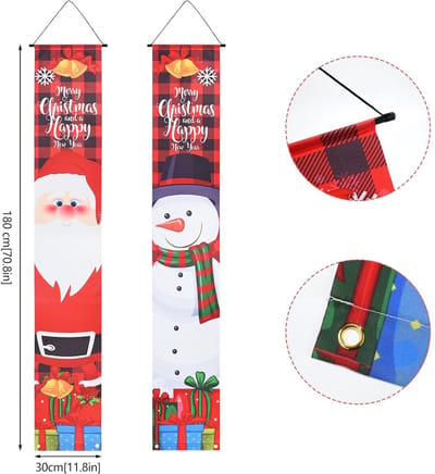 Kerstdeurdecoraties, Merry Christmas Deur Banner Kerstman Sneeuwpop Veranda Teken Banner Kerst Opknoping Decoraties voor Vakantie Party Muur Indoor Outdoor Xmas Decor