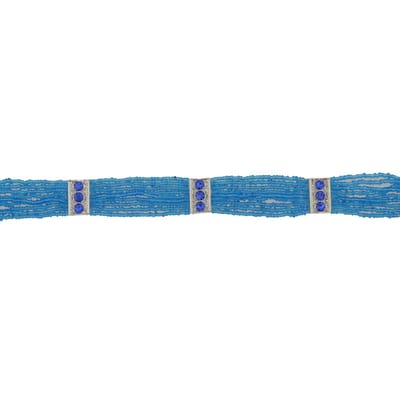 Behave - blauwe choker ketting met kralen - zomerse festival look