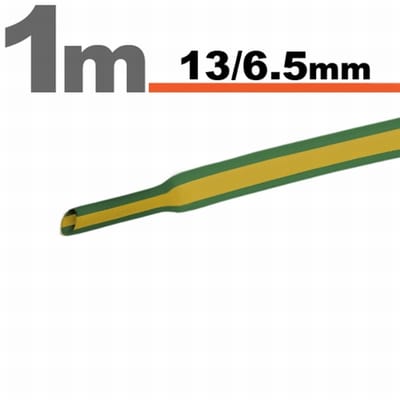10× 1 Meter Krimpkous Geel/Groen 13 / 6,5 mm – 10 Stukken Van 1 Meter – Warmtekrimpbuis Voor Isolatie En Kabelbescherming – Geschikt Voor Elektrische Installaties En Reparaties [11024X]