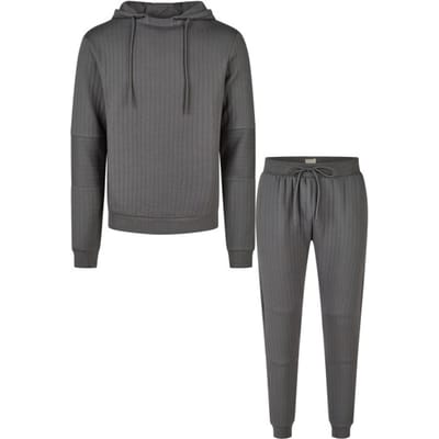 Phil & Co Heren Lounge Jacquard Sweat Set Antraciet - Maat M