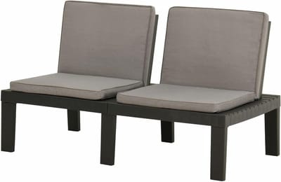 Tuinbank met kussen - Buitenbank terras - Ontspannen buiten zitten - Onderhoudsvriendelijk kunststof - 130 x 65 x 70 cm