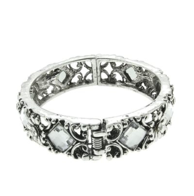 Behave - Bangle met scharnier - zilverkleur - barok avondstijl