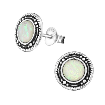 Zilveren oorstekers - opaal - hypoallergeen - 37x26x3 mm
