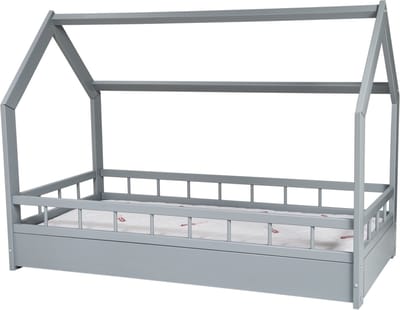 Bedhuisje - 80x160 cm - met matras - lichtgrijs