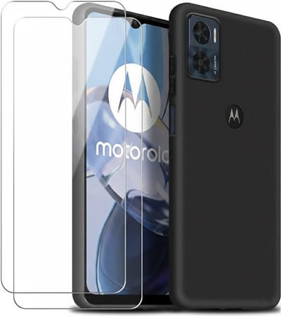 Hoesje en Glas Geschikt voor Motorola Moto G06 - Zwart - Casemania Siliconen Back Cover + 2x Tempered Glazen Screenprotector - Val/Stoot Bescherming