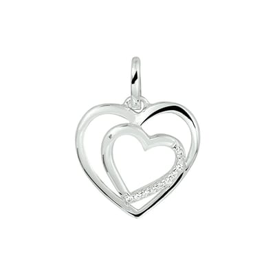 zilver gerhodineerd hanger hart zirkonia 1337152