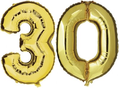 30 jaar verjaardag - Folie ballon cijfers - goud - 88 cm - versiering - feestarteikelen