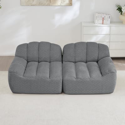 MODFU Modulaire Bank - Frameloos En Schelpvormig - Voor Woonkamer - Fleece Met Korrelstructuur - Grijs