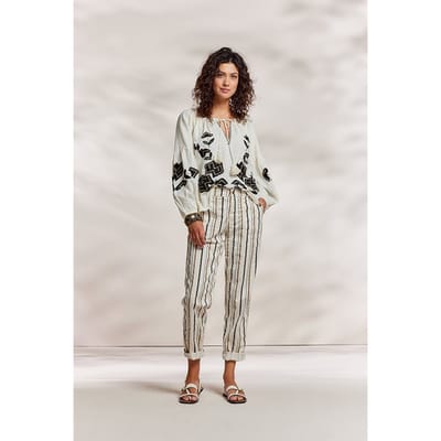 Summum Woman Top Linnen Heavy Embroidery Ivory Maat: 34 | Blouses Outlet | Dames | Grijs