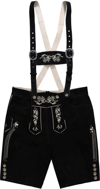 JP 1880 - Heren - Traditionele broek echt leer borduurwerk - Zwart - Maat 58